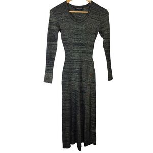 MINKPINK Maeve Knit Dress Metallic Gold Black Long‎ Sleeve Button Size Small